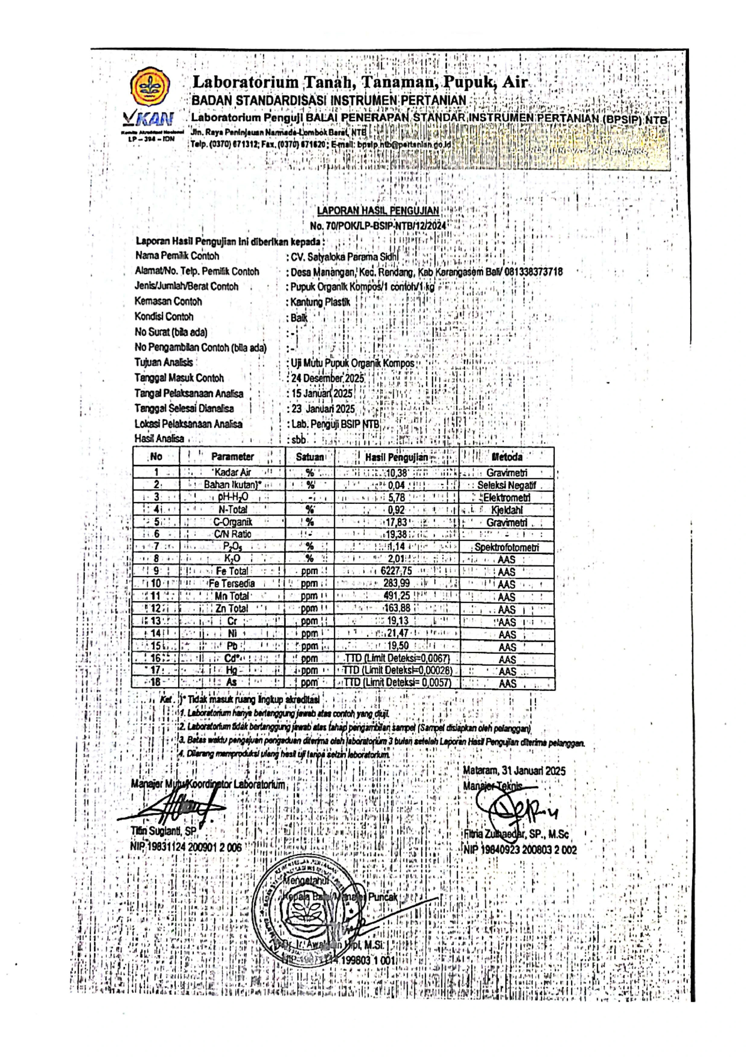 Sertifikat Uji Mandiri